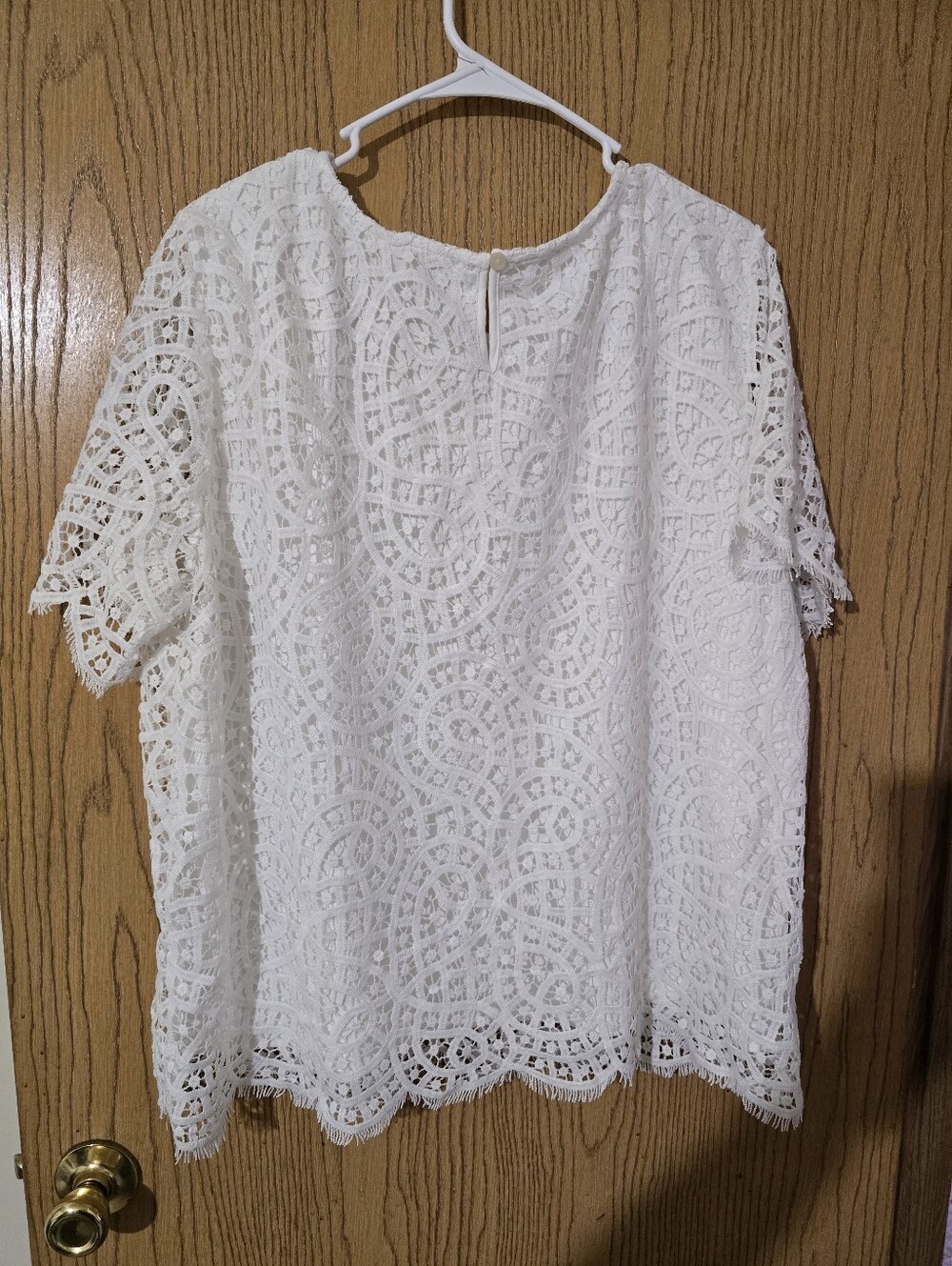 Philosophy White Lace Crochet Short Sleeve Top - Picture 3 of 6